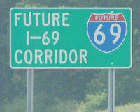 Future I-69 Corridor sign on U.S. 51 near Dyersburg, Tennessee.
