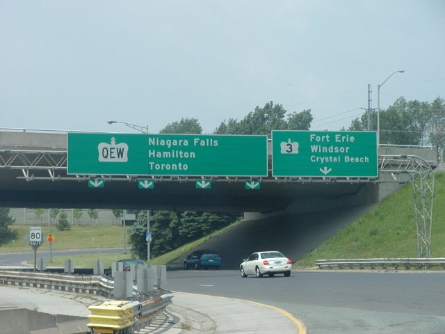 Hwy 3 interchange just past
the Peace Bridge.