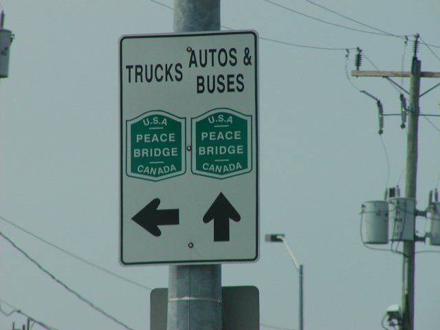 Peace Bridge signage.