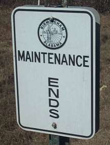 City Maintenance Ends sign.